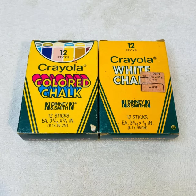 Lot of 2 Vintage Crayola Chalk Partial Boxes Colored 816 White 320 USA Made