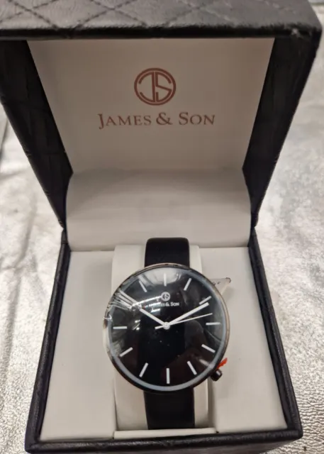 JAMES & SON Men's 40mm Quartz Watch with Black Leather Strap - JAS10041-803