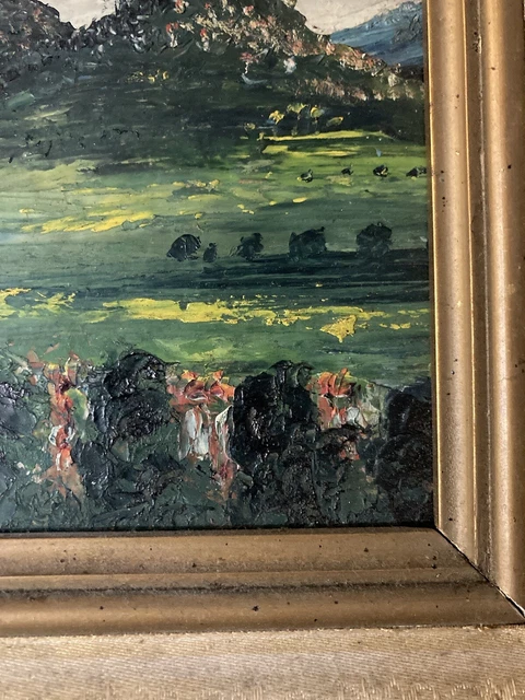 TRÈS BELLE PEINTURE Surréaliste Huile Panneau Carton La Chute A