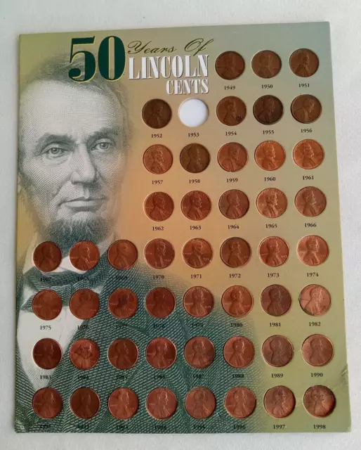 50 Years of Lincoln Cents- 1949 - 1958. 49 Penny Collection.