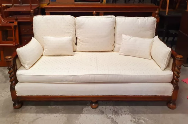Antique Oak Framed Bergere Barley Twist Sofa          Delivery Available