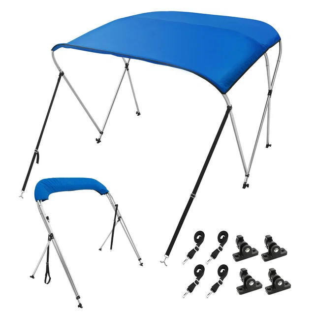 VEVOR Tendalino Parasole per Barca a 3 Archi 137-152 cm Alluminio Poliestere Blu