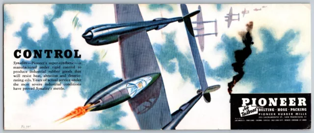 Vintage CA Pioneer Synalite Belts & Hose Blotter w/ 'WWII Era' Fighter Plane
