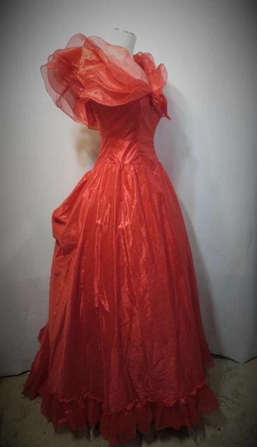 VINTAGE DRESS 80S Southern Belle Party Prom RED Bustle Train Ruffles Ball  Gown $11.50 - PicClick