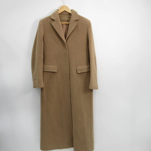 Karen Millen Overcoat Jacket Ladies UK 12 Camel Virgin Wool Blend Long Designer