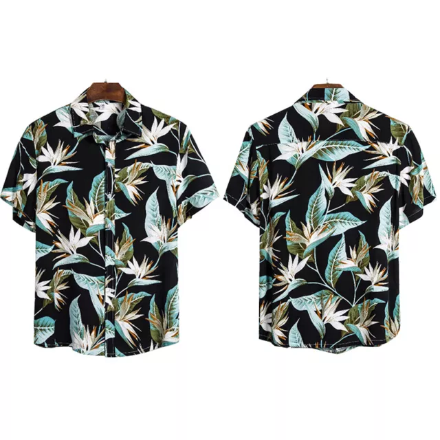 Camicia Hawaiana A Maniche Corte Da Uomo Camicia Da Spiaggia Ampia Camicetta - 3