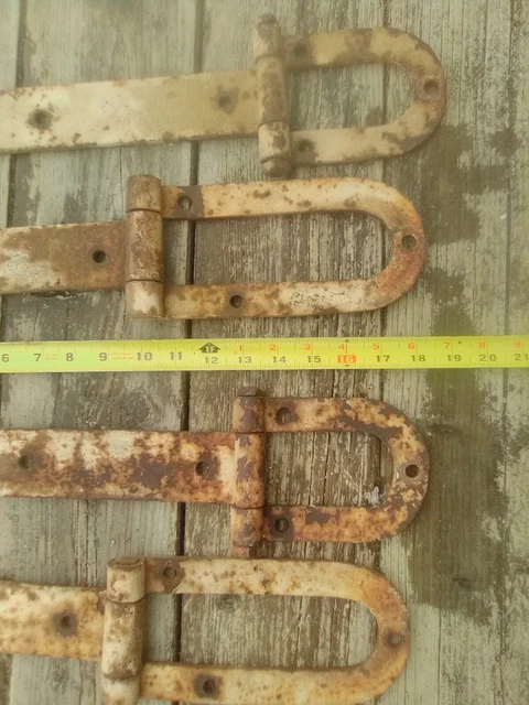 Barn hinges Primative Antique Iron Industrial Barn  Door Hinges 2 Pair 2