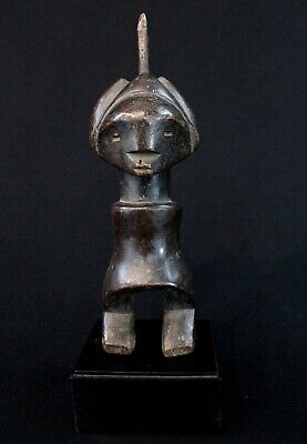 Art Africain Premiers - Statue Fétiche Zande Yanda Miniature Sur Socle - 19 Cms