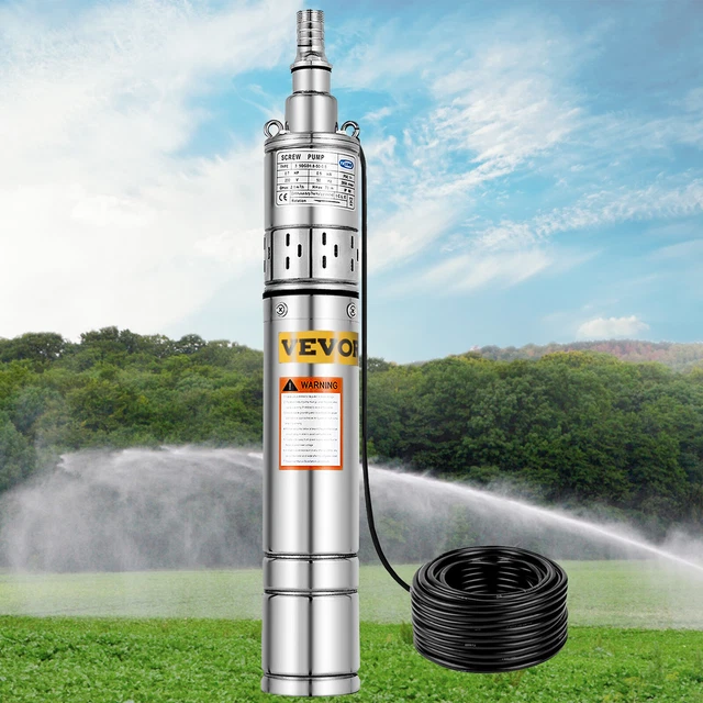 Pompe Submersible Pour Puits Profond - 0,5 CV, 110V, Acier Inox, 16 GPM, Jusqu'à 157 Pieds - Parfaite Pour L'irrigation Ou L'alimentation En Eau Domestique