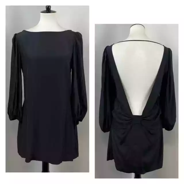 Parker Black Silk Open Back Mini Dress Medium