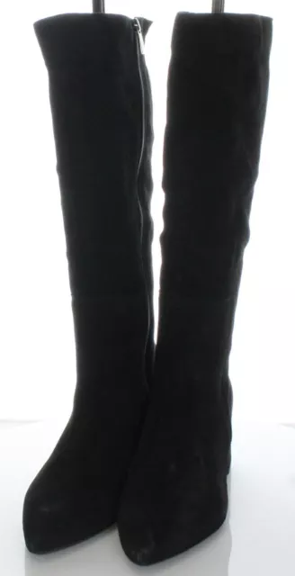T10 NEW Sz 9.5 M Women La Canadienne Suede Heeled Zip Side Boots In Black