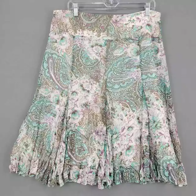 Christopher Banks Women Skirt Size 12 White Midi Pastel Preppy Floral A-Line Zip 2