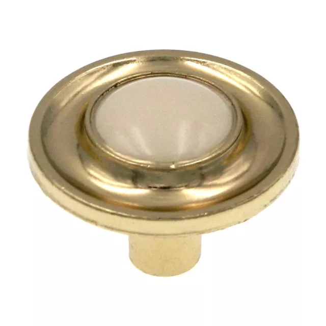 Amerock BP755-3A Polished Brass 1 1/4" Cabinet Knob with Almond Ceramic Center