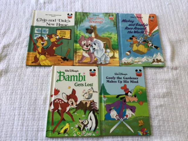 5 Walt Disney's Wonderful World of Reading Book LOT Scamp Chip & Dale Bambi