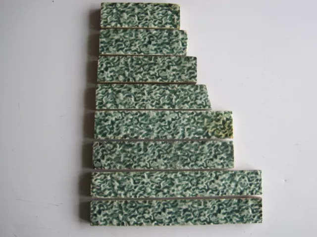 Set - Antique Victorian 6 1/4" X 1 " Minton Hollins  Moulded Sage Slip Tiles