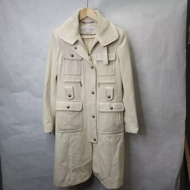 Laundry by Shelli Segal Wool Blend Coat Womens Size 6 Trench Ivory Lined Buttons