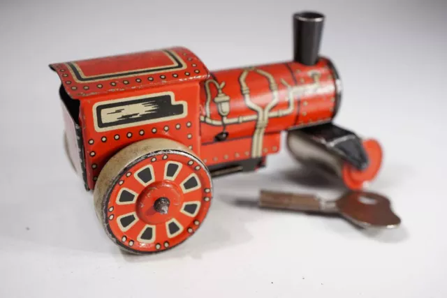 uralte Pennytoy Dampfwalze  Tinplate / Blech mit Uhrwerk 2