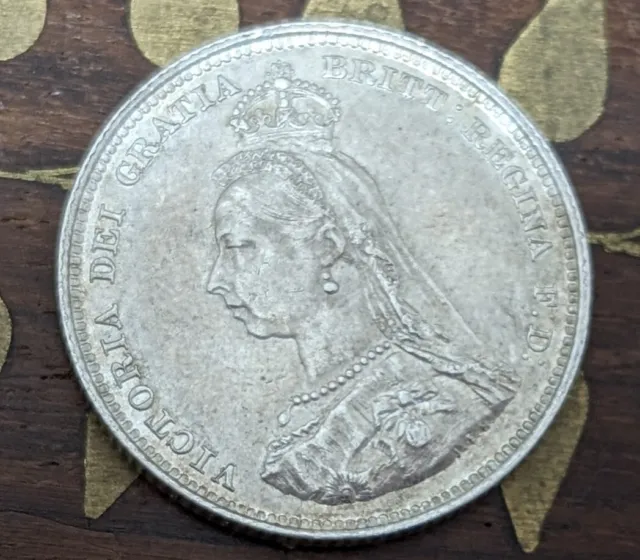 Antique Queen Victoria 1887 Sterling Silver Shilling Coin