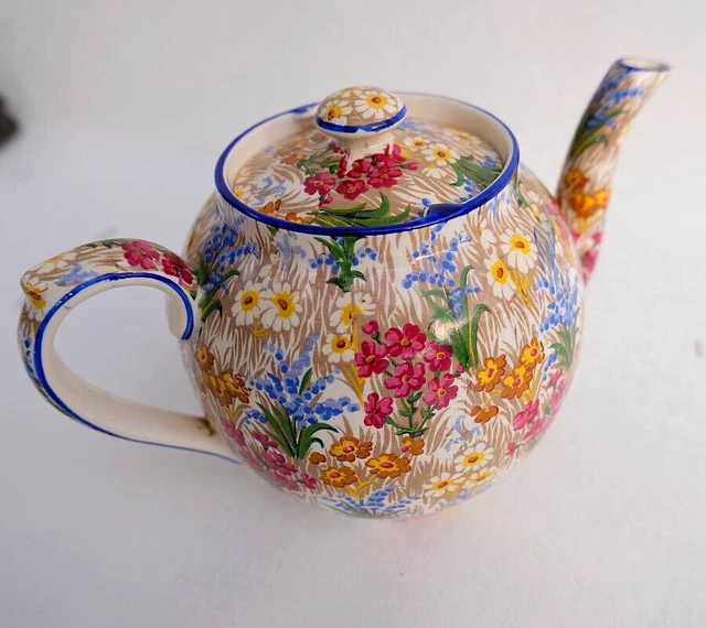 Vintage 1930'S Royal Winton England Grimwades Chintz Marguerite Teapot