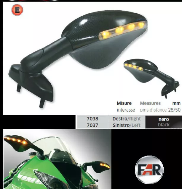 Specchi spiegel mirrors retroviseurs espejos moto led indicators road 7037 7038