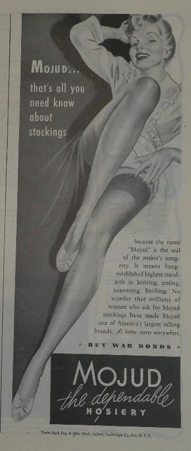 Magazine Ad* - 1944 - Mojud Nylons - World War II