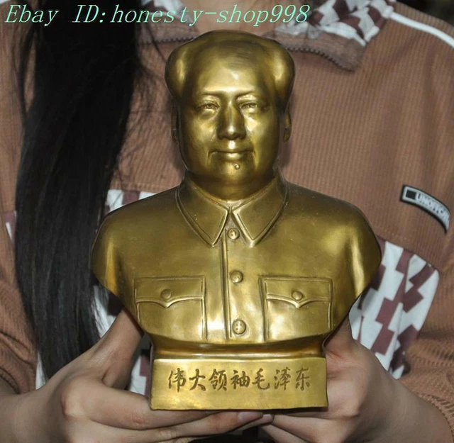 7.6" Collect China brass Bronze Great Leader Mao Zedong Mao Chairman Bust Statue