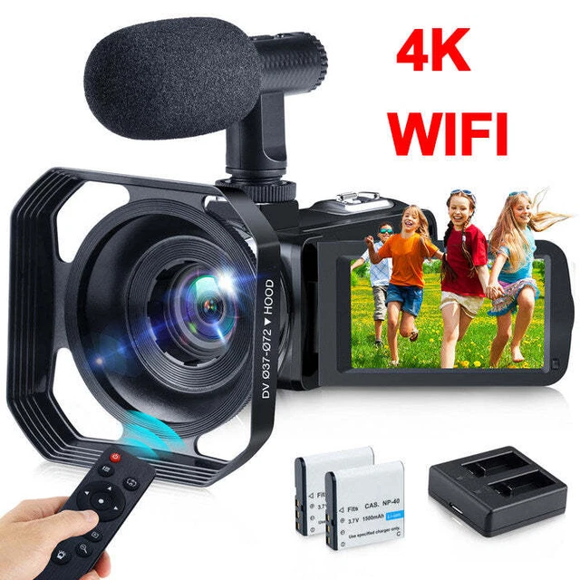 4K Camcorder Digital Video Camera 48MP 30FPS UHD WIFI for YouTube External Mic