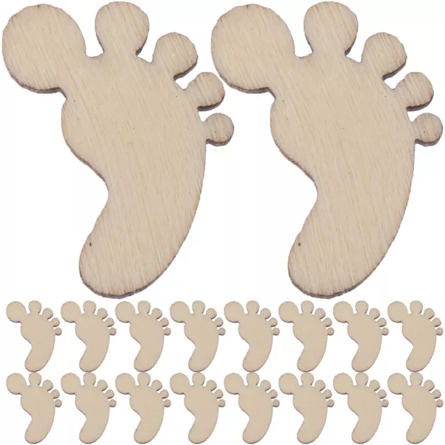100pcs Cartoon Foot Shape Wooden Pieces Cutouts Craft Embellishments Wood