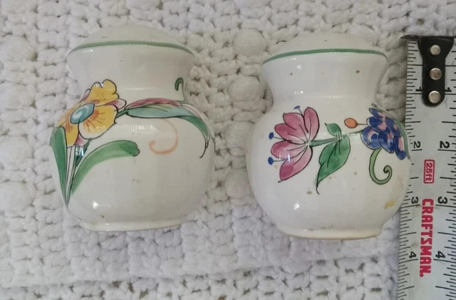 Malaysia Vintage Floral Salt And Pepper Shakers Ceramic Hand Painted