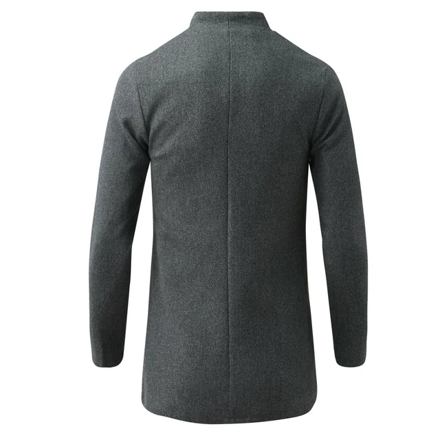 Mens Warm Woolen Trench Coat Double Breasted Overcoat Long Jacket Outwear Winter 4