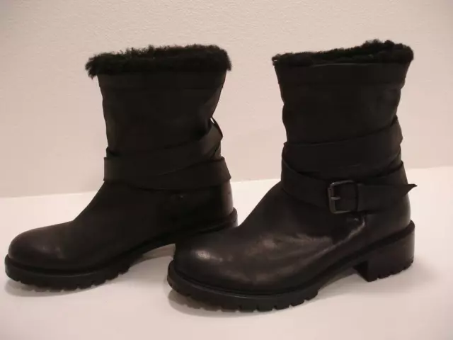ROSS & SNOW Cristiana Boots Black Leather Waterproof Shearling Lined ...