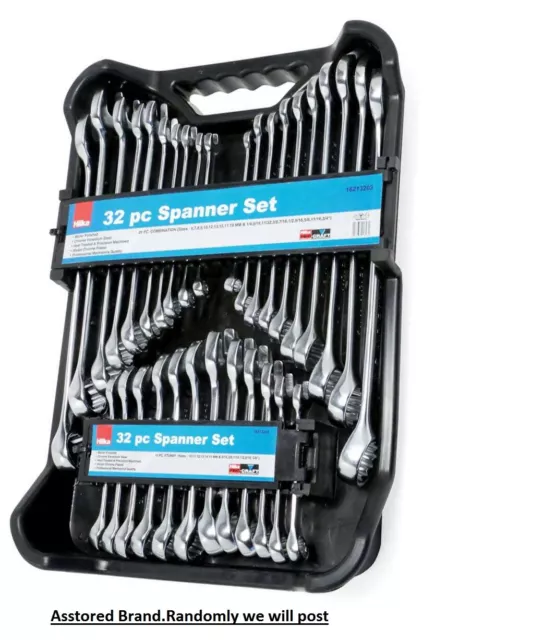 32PC SPANNER SET STUBBY RING SPANNERS AF / METRIC POLISHED  Combination ALL IN 1