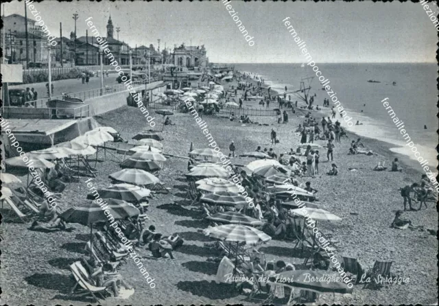 bq463 cartolina bordighera la spiaggia provincia di imperia