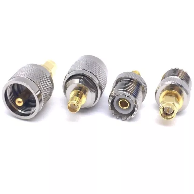 4 x UHF Male PL259  Female SO239 Antenna Radio Connector to SMA Plug RF Adapter 3