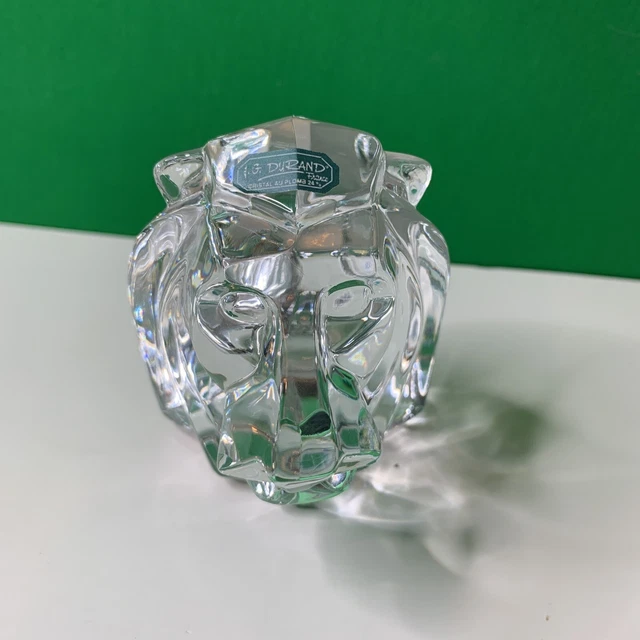 JG Durand Lead Crystal Lion Head Figurine Animal Boutique France