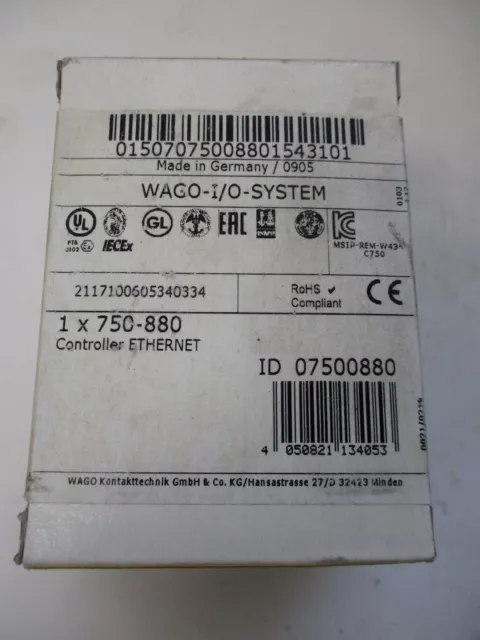 New In Box WAGO 750-880 Ethernet PLC Controller IO System 750-880