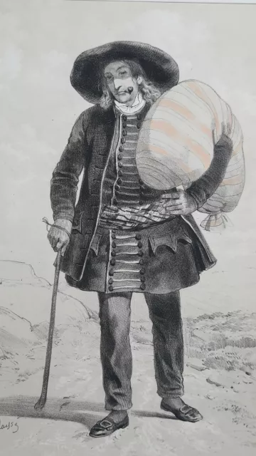 HOMME SAINT THEGONNEC Costumes LITHOGRAPHIE Lalaisse FINISTERE Bretagne XIX°