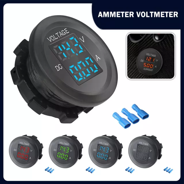 DC 12V-24V Auto Motorrad Dual LED Voltmeter Amperemeter Digitalanzeige Amp Volt