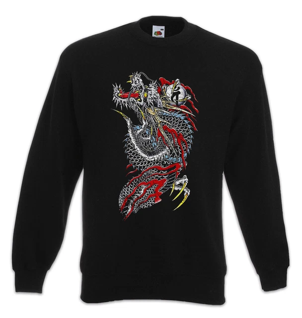 Felpa Yak Dragon Pullover Asiatico Cinese Giapponese Tatuatario Samurai