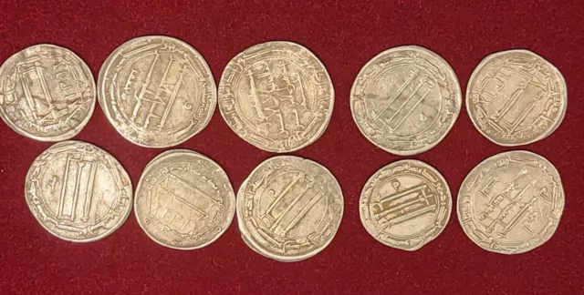 Lot Of 10 ISLAMIC ,  Abbasid Caliphate AR Dirham Silver