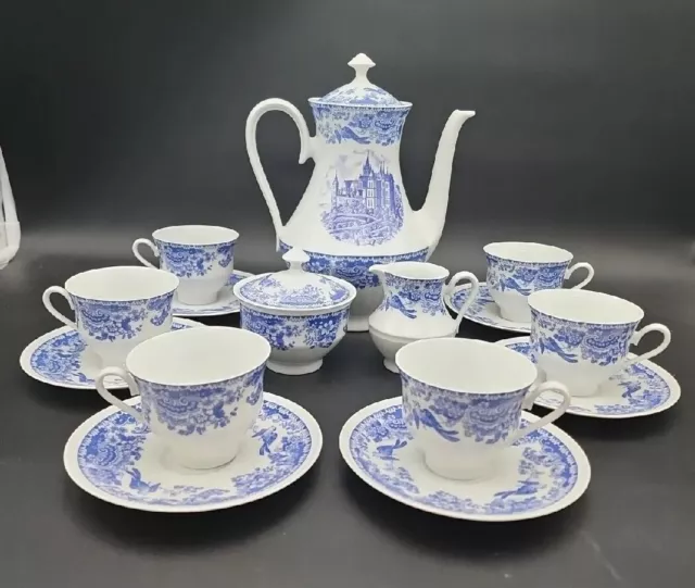 Vintage Bareuther Waldsassen Bavaria-Germany Porcelain Tea Set, Service For 6