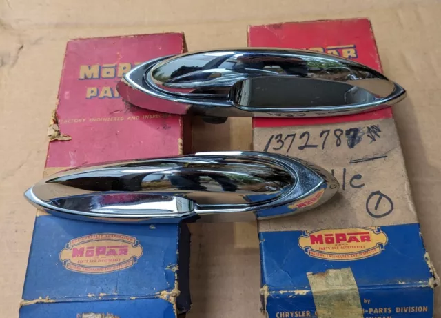 1953 53 1954 54 DeSoto Chrysler OUTSIDE DOOR HANDLE Pair NOS MoPar