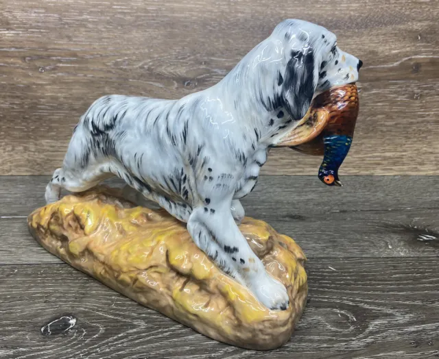 Royal Doulton Figurine Dog English Setter with Pheasant Bone China 11.5x8.5x4.2” 2