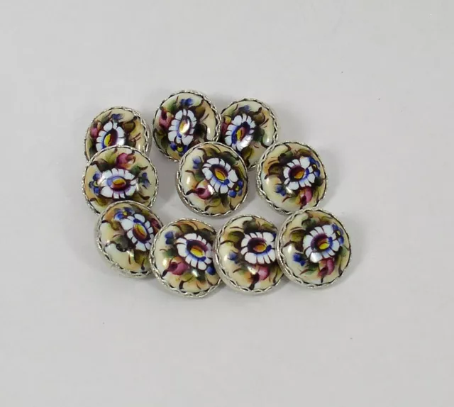 Russian Buttons Filigree w/ Enamel SET of 10 (#027)