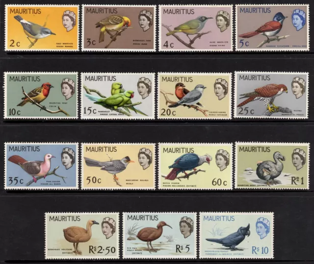 Mauritius 1965 Birds Qe Ii (Pictorials) Full Set Of (15) Mh  Cv: £66.10