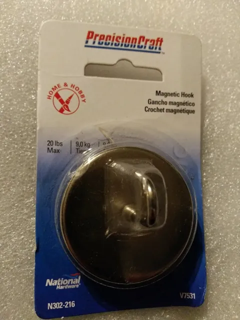 (2-qty) National Hardware Magnetic Hook Silver Nickel N302-216