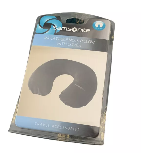 Samsonite Black Luggage Inflatable Neck Pillow with Cover; One Size New In box.