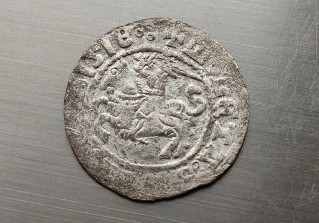 Moneda de plata Half Grosz 1518 años, Prusia Ducal, Segismundo 1 antigua,...