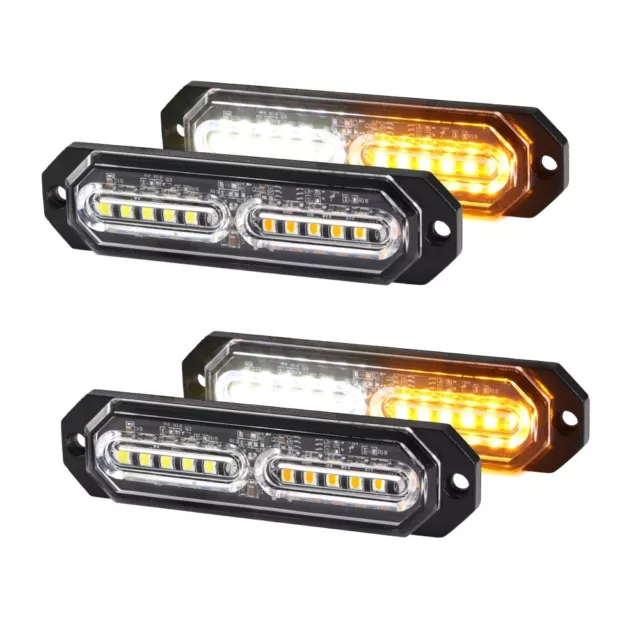 4X 12LED Amber/White Emergency Grill Strobe Lights For Dodge Toyota Tacoma Truck