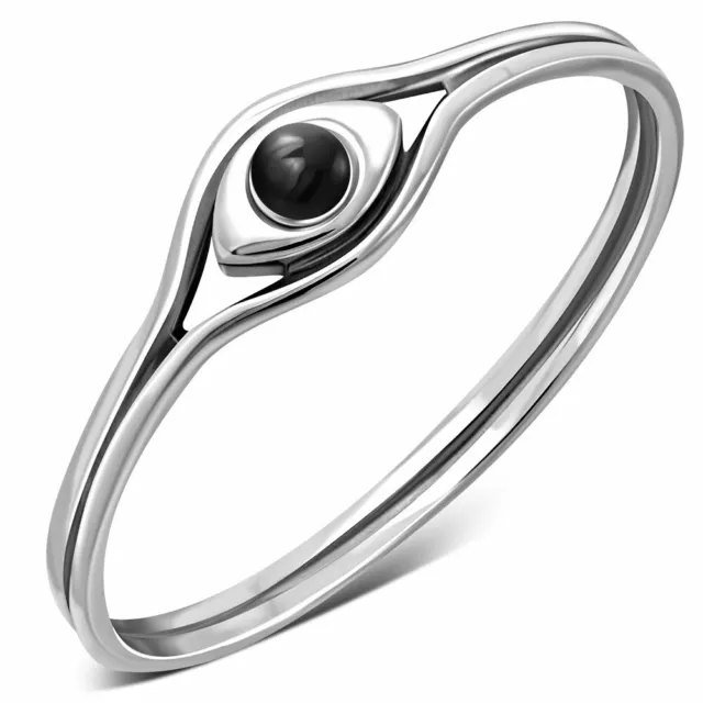 Evil Eye -Black Onyx - Sterling Silver 925 Ring- Multiple Sizes